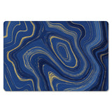 Round marbling Abstract blue background Leather Doormat - LeobonZone