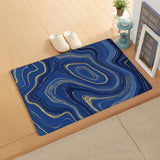Round marbling Abstract blue background Leather Doormat - LeobonZone