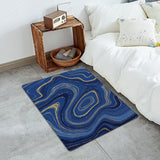 Round marbling Abstract blue background Leather Doormat - LeobonZone