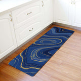 Round marbling Abstract blue background Leather Doormat - LeobonZone