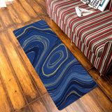 Round marbling Abstract blue background Leather Doormat - LeobonZone
