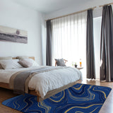 Round marbling Abstract blue background Sponge Rillet Rubber Rugs - LeobonZone
