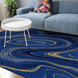 Round marbling Abstract blue background Sponge Rillet Rubber Rugs - LeobonZone