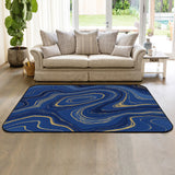 Round marbling Abstract blue background Sponge Rillet Rubber Rugs