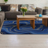 Round marbling Abstract blue background Sponge Rillet Rubber Rugs - LeobonZone