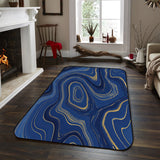 Round marbling Abstract blue background Sponge Rillet Rubber Rugs - LeobonZone