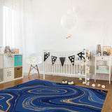 Round marbling Abstract blue background Right Angle Felt Rugs - LeobonZone