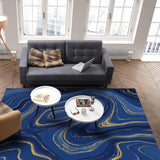 Round marbling Abstract blue background Right Angle Felt Rugs - LeobonZone