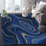 Round marbling Abstract blue background Right Angle Felt Rugs - LeobonZone