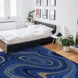 Round marbling Abstract blue background Right Angle Felt Rugs - LeobonZone
