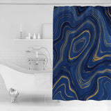 Round marbling Abstract blue background Waterproof Durable Shower Curtain