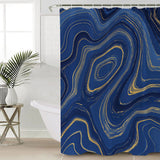 Round marbling Abstract blue background Waterproof Durable Shower Curtain - LeobonZone
