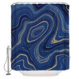 Round marbling Abstract blue background Waterproof Durable Shower Curtain - LeobonZone