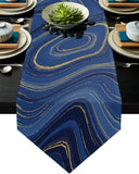 Round marbling Abstract blue background Table Runner Place Mats Sharp Angle