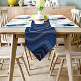 Round marbling Abstract blue background Table Runner Place Mats Sharp Angle - LeobonZone