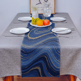 Round marbling Abstract blue background Table Runner Place Mats - LeobonZone