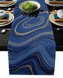 Round marbling Abstract blue background Table Runner Place Mats