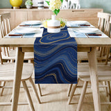 Round marbling Abstract blue background Table Runner Place Mats - LeobonZone