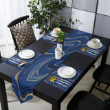 Round marbling Abstract blue background Table Flag And Table Mat Suit Sharp angle - LeobonZone