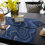 Round marbling Abstract blue background Table Flag And Table Mat Suit Sharp angle - LeobonZone