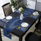 Round marbling Abstract blue background Table Flag And Table Mat Suit