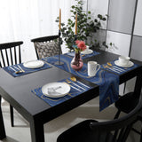 Round marbling Abstract blue background Table Flag And Table Mat Suit - LeobonZone
