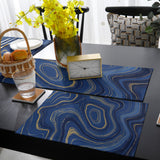 Round marbling Abstract blue background Table Flag And Table Mat Suit - LeobonZone