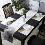 Black Marble light color pattern stone Table Flag And Table Mat Suit - LeobonZone