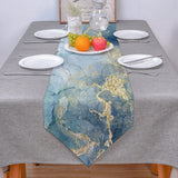 Blue Marble light color pattern stone Table Runner Place Mats Sharp Angle - LeobonZone