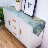 Blue Marble light color pattern stone Table Runner Place Mats Sharp Angle - LeobonZone