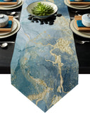 Blue Marble light color pattern stone Table Runner Place Mats Sharp Angle