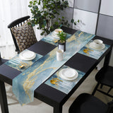 Blue Marble light color pattern stone Table Flag And Table Mat Suit Sharp angle - LeobonZone