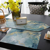 Blue Marble light color pattern stone Table Flag And Table Mat Suit Sharp angle - LeobonZone