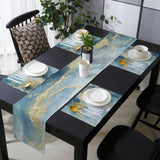 Blue Marble light color pattern stone Table Flag And Table Mat Suit - LeobonZone