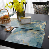 Blue Marble light color pattern stone Table Flag And Table Mat Suit - LeobonZone