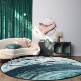Green Marble fluid gradient texture Circular Felt Rugs - LeobonZone