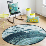 Green Marble fluid gradient texture Circular Felt Rugs - LeobonZone