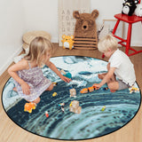 Green Marble fluid gradient texture Circular Felt Rugs - LeobonZone
