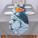 Green Marble fluid gradient texture Table Runner Place Mats Sharp Angle - LeobonZone