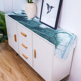 Green Marble fluid gradient texture Table Runner Place Mats Sharp Angle - LeobonZone