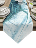 Green Marble fluid gradient texture Table Runner Place Mats Sharp Angle