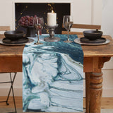 Green Marble fluid gradient texture Table Runner Place Mats - LeobonZone