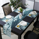 Green Marble fluid gradient texture Table Flag And Table Mat Suit