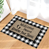 Character black and white gray plaid background Non-Slip Waterproof  Doormat - LeobonZone