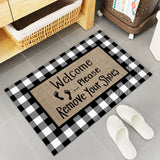 Character black and white gray plaid background Non-Slip Waterproof  Doormat - LeobonZone