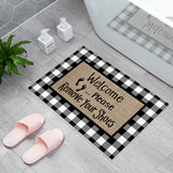 Character black and white gray plaid background Non-Slip Waterproof  Doormat - LeobonZone