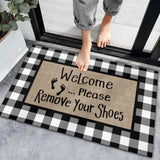 Character black and white gray plaid background Non-Slip Waterproof  Doormat - LeobonZone