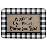 Fillet black and white gray plaid background Non-Slip Waterproof  Doormat - LeobonZone