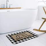 Fillet black and white gray plaid background Non-Slip Waterproof  Doormat - LeobonZone