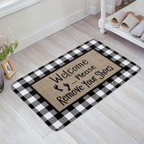 Fillet black and white gray plaid background Non-Slip Waterproof  Doormat - LeobonZone